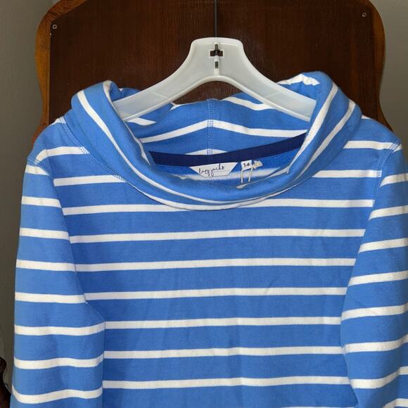 Women’s Lazy Jacks SuperSoft pullover Sweatshirt  blue white striped Size US 10 - Picture 2 of 8